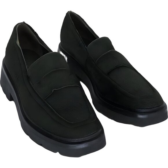 Vince Green Calf Hair Leather Loafers with Lug Sole - Size 6 US 36 EU - Picture 1 of 6